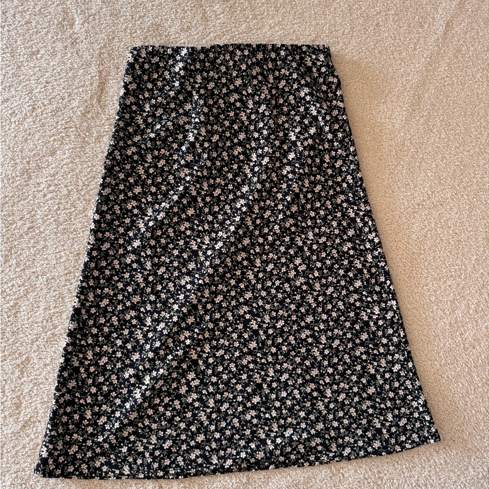 Rachel Zoe Black and White Floral A-Line Skirt